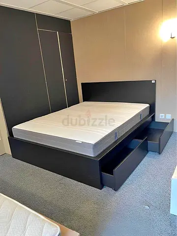 IKEA Queen Black Malm bed frame with IKEA Queen Mattress