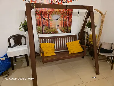 Wooden Outdoor/Indoor Swing Bench with Frame - Good Condition