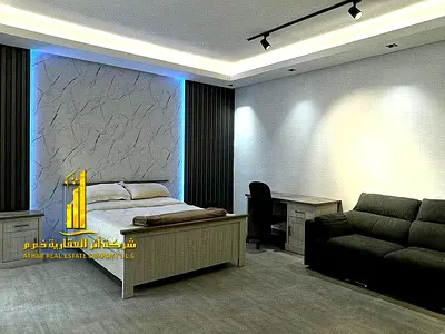 Luxury studio apartment, first occupancy. Spacious, with a separate kitchen and open view. ✨ Ajman, Horizon Towers. For monthly rent.