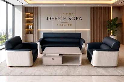 Office Sofa Set – PU Leather 5-Seater Office Sofa