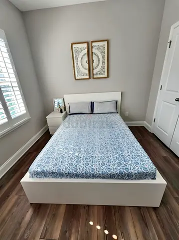 Queen White Malm bed frame (IKEA) with Mattress (IKEA)