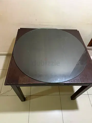 Solid Wood Table Extendable Square  with Removable Round Top
