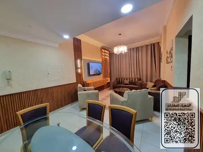 غرفتين وصالة مفروشة شاملة الفواتير والنت والباركن منطقة الحميدية فرش جديد وراقي جدا تصميم مميز بالكامل قريب على نيستو
