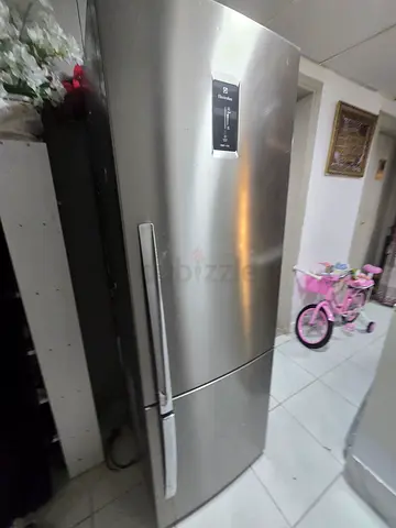 Stainless Steel Double-Door Refrigerator Down freezer.