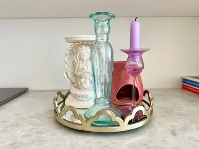 Zara Home Decorative tray with candle holders and aroma oil burner