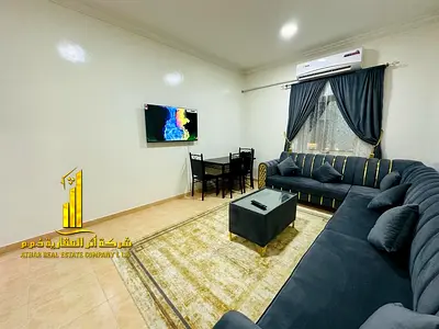 Luxury one-bedroom apartment with a living room and balcony offering an open view. Ajman, Al Muwaihat. for monthly rent.