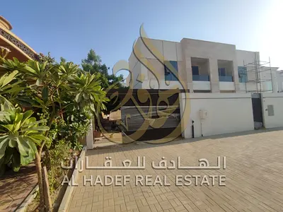 Brand New First Tenant Villa for Rent in Al Hoshi Sharjah 4 Master Bedrooms Smart Home Luxury Finishing 5000 Sq Ft Stone Facade Balcony Covered Parkin