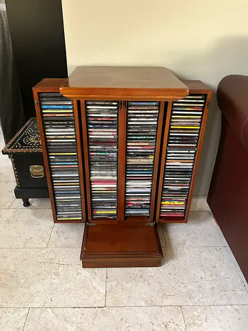 Wooden rotating CD rack