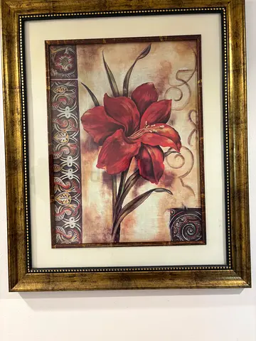 Framed Floral Painting with Gold Frame - Ready to Hang
