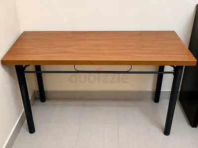 Wooden Office Desk with Metal Legs - Good Condition
