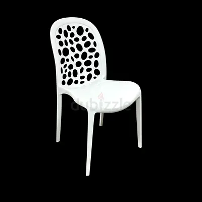 White Modern Plastic Dining Chair with Perforated Back