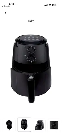Evvoli Compact Electric Air Fryer - 2-Dial Control, Black