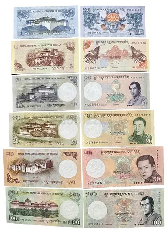 Banknote Bhutan 🇧🇹 1,5,10,20,50,100 Ngultrum Set