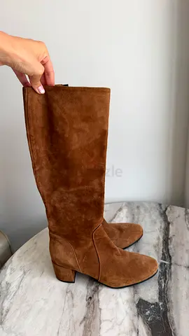 Brand new real leather Brown suede knee-high women's boots size 39