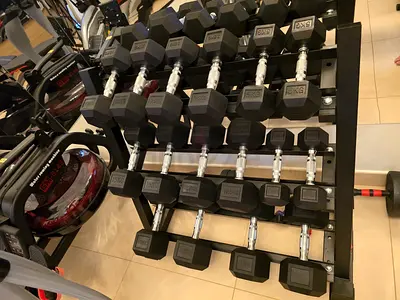 Hex Rubber Dumbbell Set with Rack - Used Home Gym Weights
