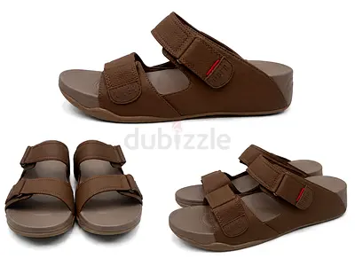 Brown Men's Double-Strap Slide Sandals — Comfortable Casual Wear
