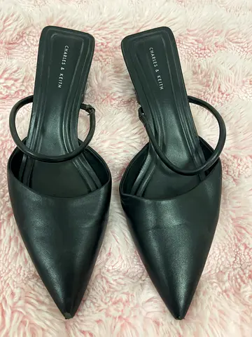 Charles & Keith black pointed slingback flats, size unknown, gently used
