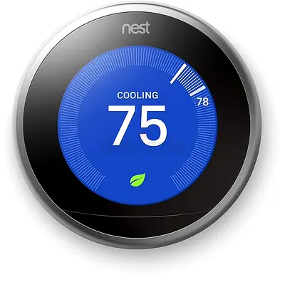 Nest Smart Learning Wi-Fi Programmable Thermostat, 3rd Gen, Mirror Black (T3018US)