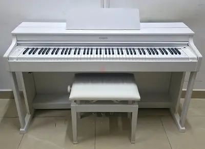 The CASIO AP-470WE is an 88-key digital piano in a satin white finish from the Celviano line