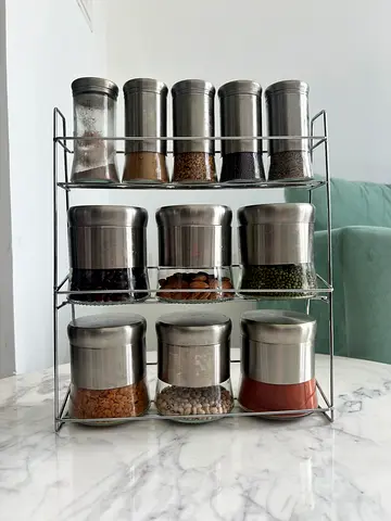 Stainless Steel Spice Rack Set with 12 Jars (Used)
