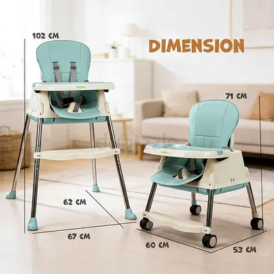 Convertible Baby High Chair — 2-in-1 Adjustable Feeding Chair
