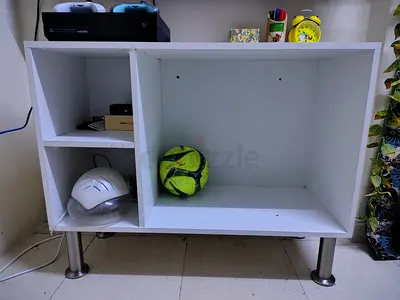 Small white TV stand / storage cabinet with metal legs