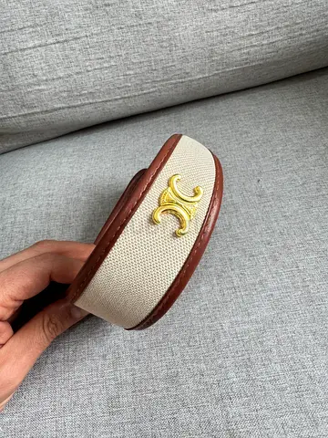 Authentic Cleine Headband with Brown Trim and Gold Logo