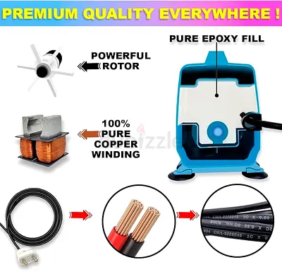 Quiet High-Pressure Aquarium Air Pump with Pure Copper Motor