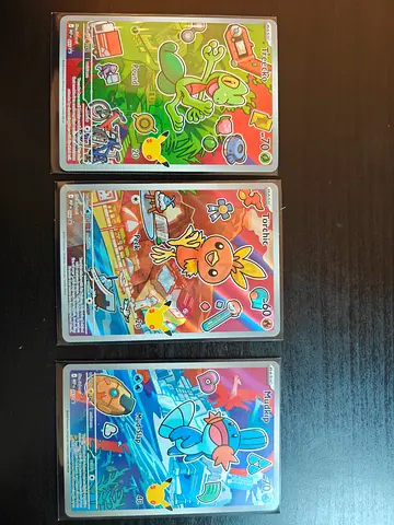 Set of 3 First Partner Illustration Rare Series 3 Promo Cards (Treecko, Torchic, Mudkip)