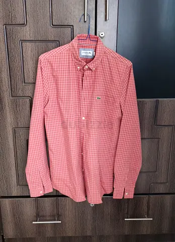 Lacoste men's long sleeve button-down checked shirt - size small