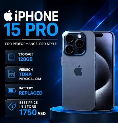 iPhone 15 Pro 128GB (Physical SIM) - Battery Replaced, Excellent Condition