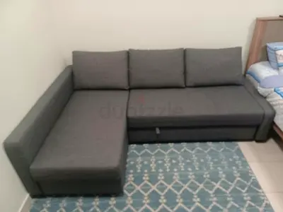 Grey L-Shaped Corner Sofa-bed with storage