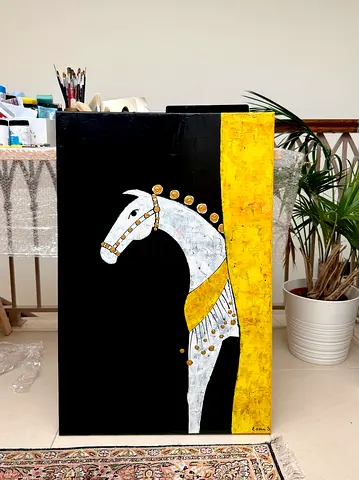 Hand-painted Abstract Horse Canvas