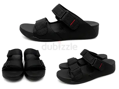 Black Dual-Strap Slide Sandals - Comfortable Casual Slip-Ons