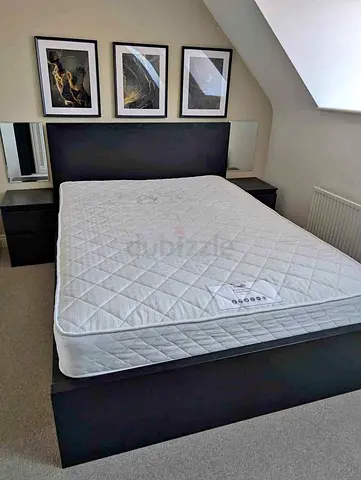IKEA Black MALM Double Storage Bed with IKEA Mattress 140 x 200 cm