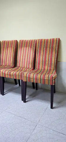 Set of 5 Upholstered Dining Chairs with Striped Fabric (Used)
