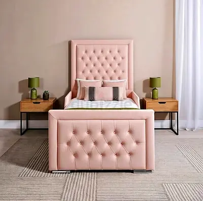 Luxury Fabric Bed Frame With Mattress Stylish Modern Design Headboard