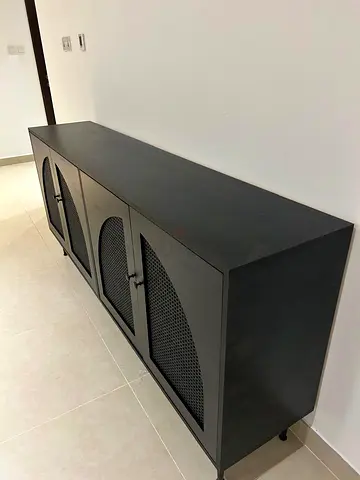 Rattan black sideboard