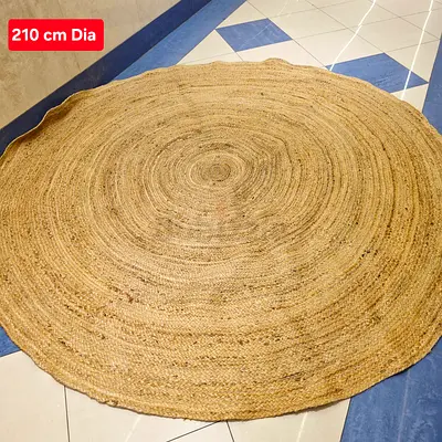 Handwoven Round Jute Rug - 210 cm Diameter. New. Unused. AED. 295 Only!