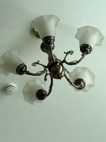 02 Antique Brass Ceiling Light Chandelier with Frosted Glass Shades