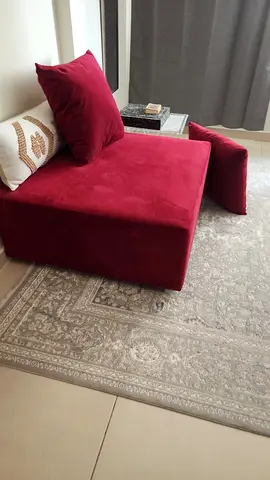 Red velvet chaise lounge / ottoman in good condition