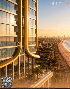 For sale: 3 bed hall apartment in Al Watan Tower Ajman, Corniche, sea facing, 2253 sq ft, modern fin