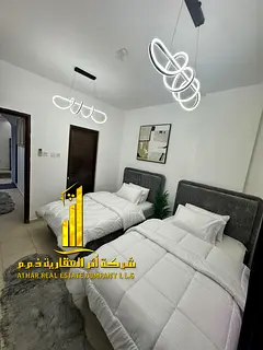 Luxurious two-bedroom apartment with a living room, fully furnished with brand new, high-end furnitu