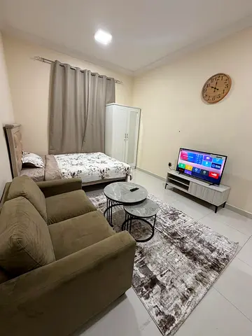 Furnished studio apartment for monthly rent in Ajman, Al Muwaihat 2 - near Al Salam roundabout - Includes bills and internet ⚡📶 Ready to move in