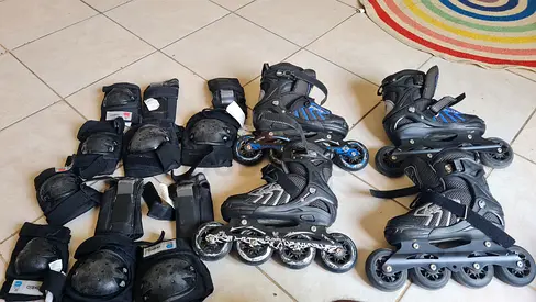 Skating shoes and protective gears