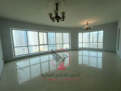 Full sea view, two-bedroom apartment with a living room, one month free, plus free gym and swimming pool, available for annual rent in the most beauti