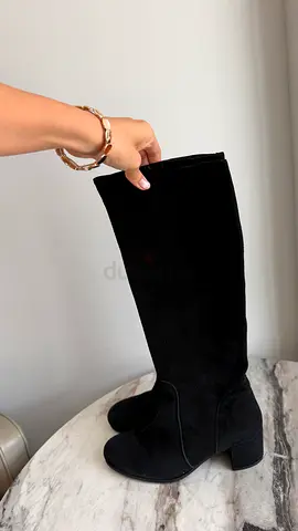 Real leather Black suede knee-high boots size 39