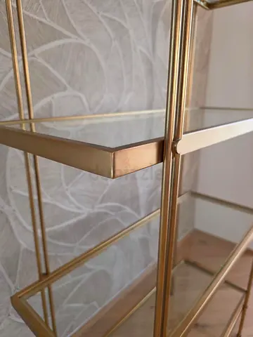 Modern Brass with Glass Bookshelf Unit