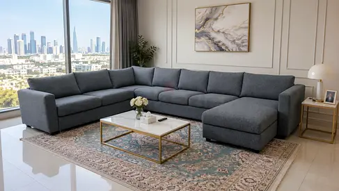 Spacious L-Shape Sofa Bed – Perfect for family living rooms and guest areas. Left-hand or right-han