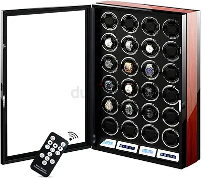Automatic 24-Slot Watch Winder Cabinet with Remote and LED Display